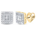 14kt Yellow Gold Diamond Square Earrings 1/8 Cttw Z7107