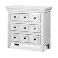 White Solid Wood 3-Drawer Nightstand O15793