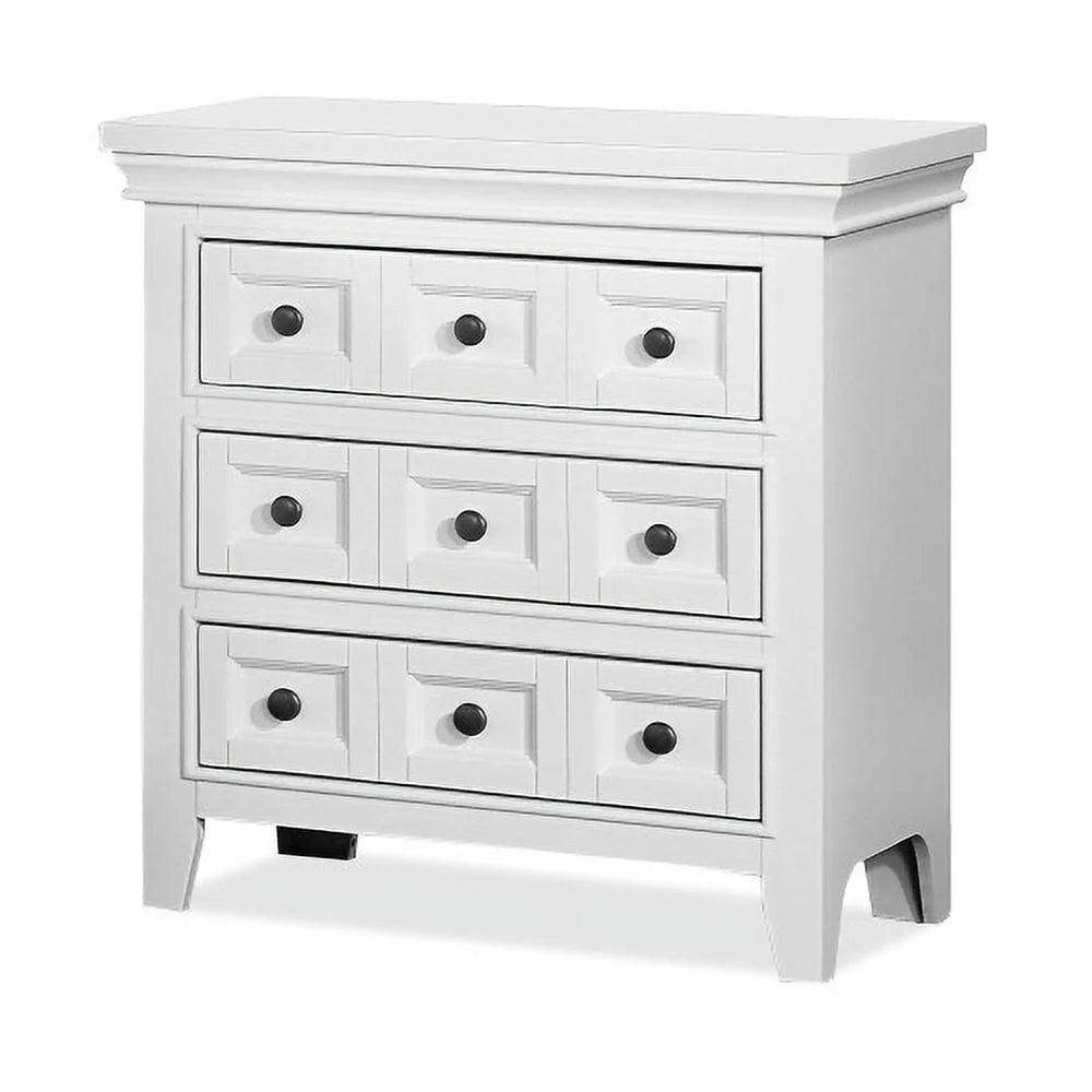 White Solid Wood 3-Drawer Nightstand O15793