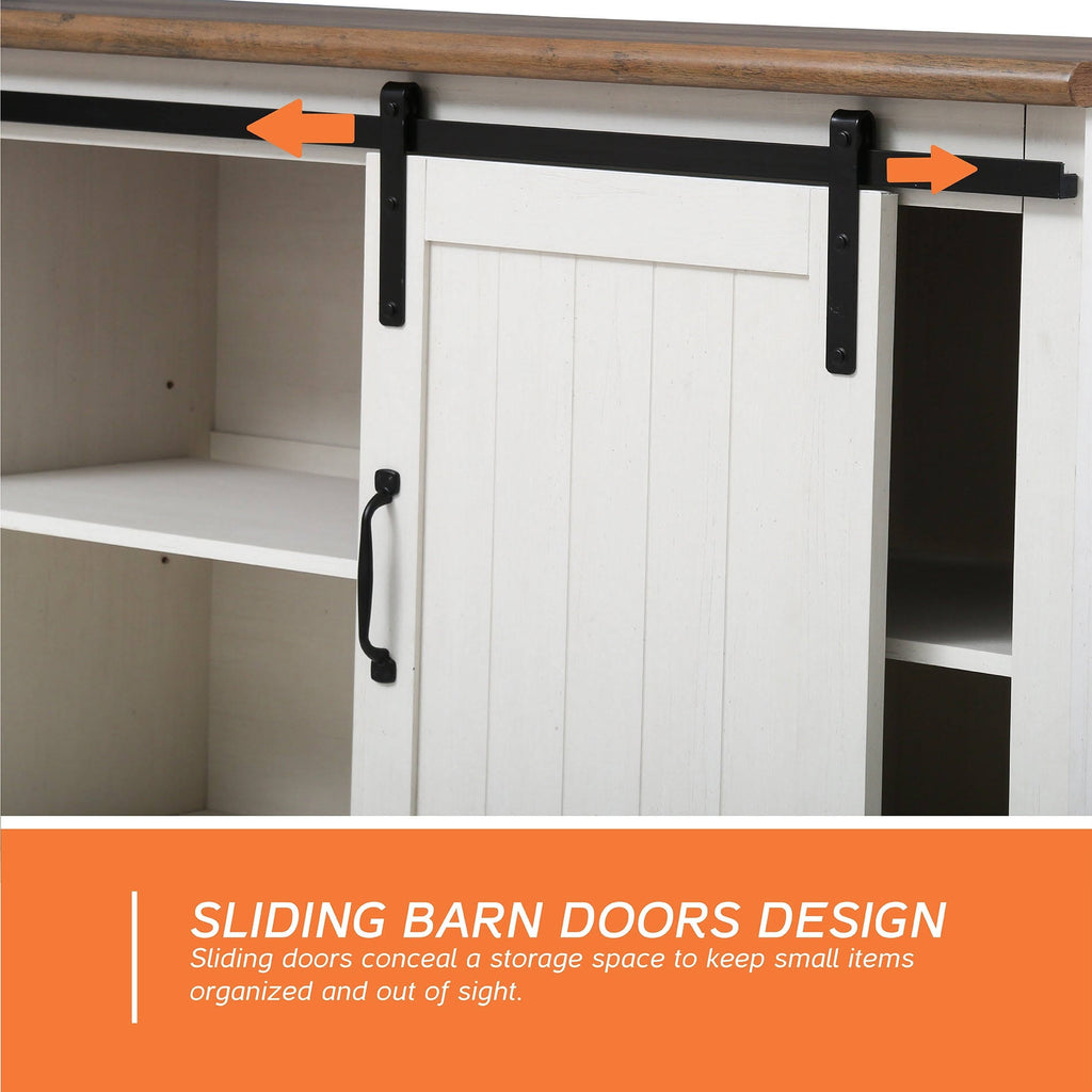 Oak Sliding Barn Door TV Stand Storage Cabinet O715