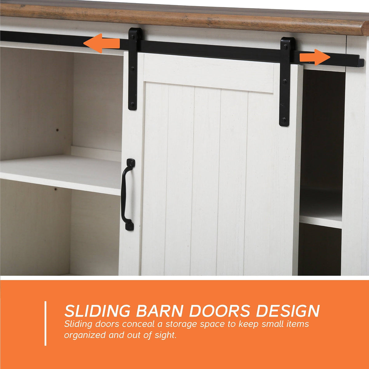Oak Sliding Barn Door TV Stand Storage Cabinet O715