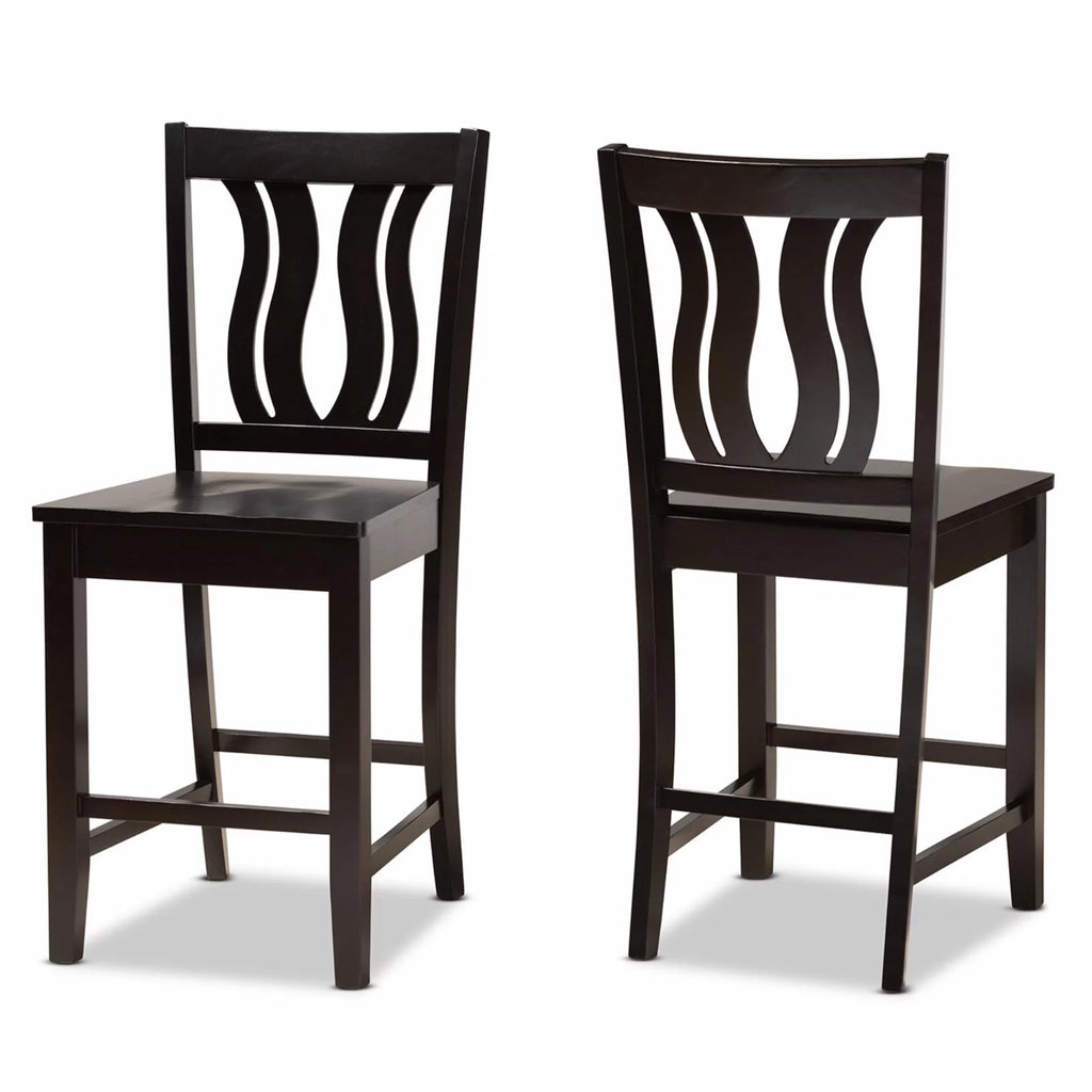 Brown Wood 2-Piece Counter Stool Set N738