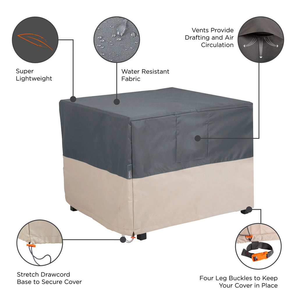 Square Fire Pit Table Cover, 42"L x 42"W x 22"H, Gray Q5921
