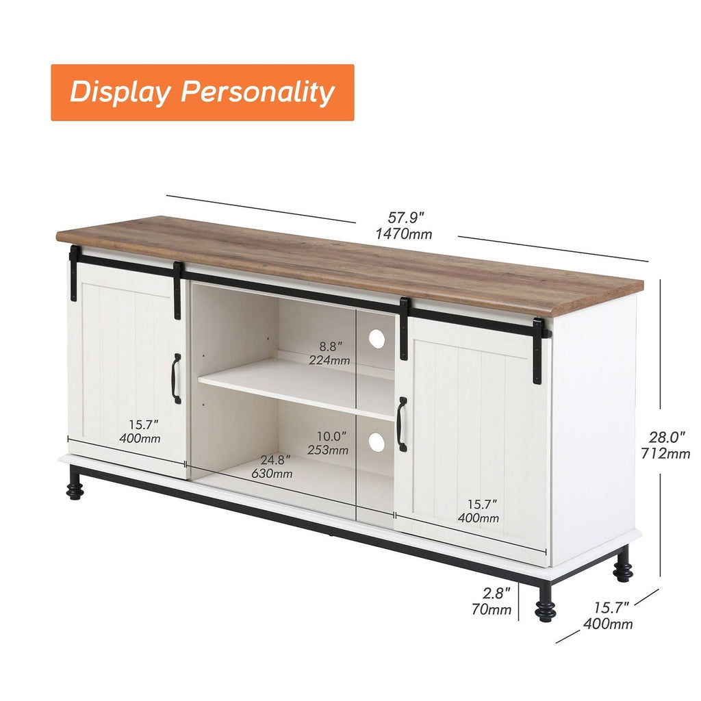 Oak Sliding Barn Door TV Stand Storage Cabinet O715