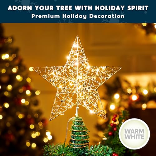 9.5inch Metal Beaded Star Tree Topper D755