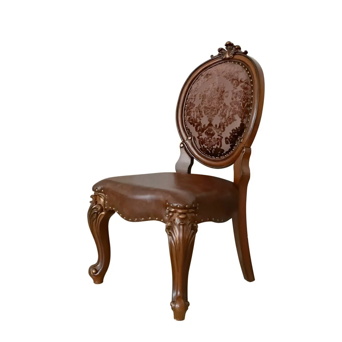 Set of 2 Brown Tufted Faux Leather Dining Chair Q499