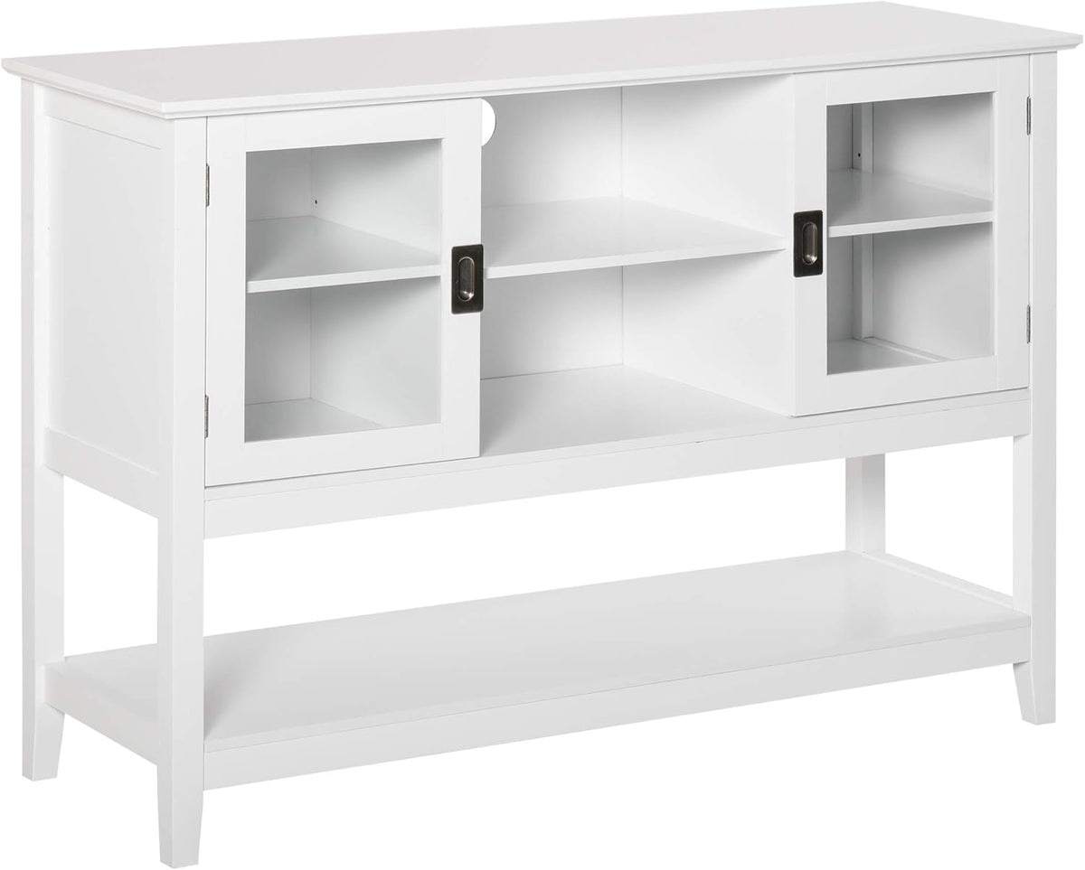 Grey Sideboard Storage Cabinet with Framed Glass Doors A3456