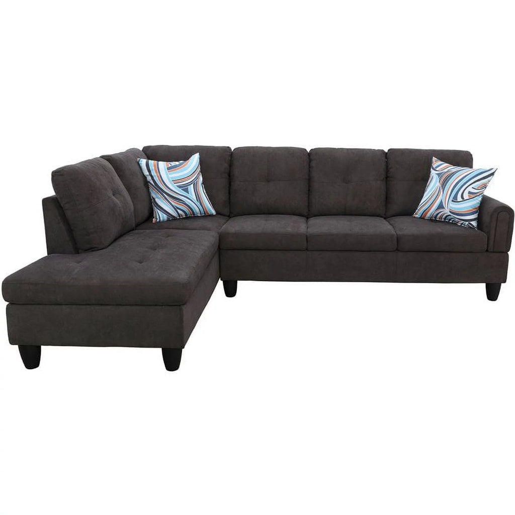 Linen Fabric Sectional Sofa Set in Dark Brown F759