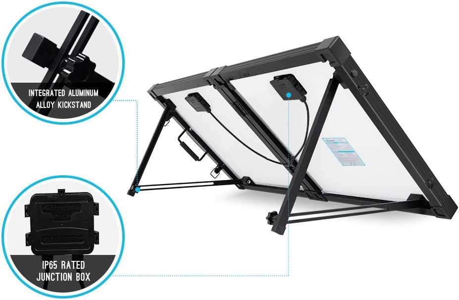 200 Watt Portable Foldable Solar Panel Suitcase with Waterproof 20A Charger Controller J8801