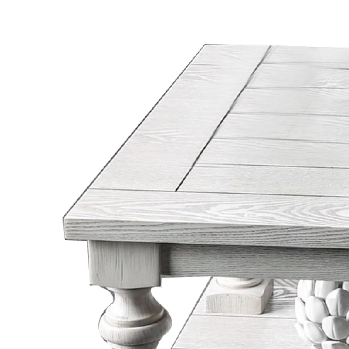 Antique White Plank Top Coffee Table with Open Shelf Q59691