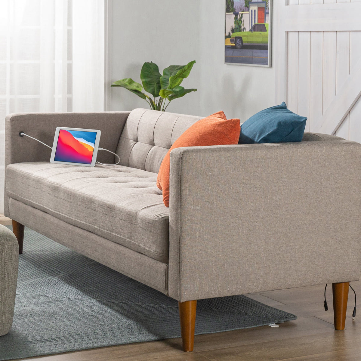 Fabric Sofa Couch with USB Ports N735775