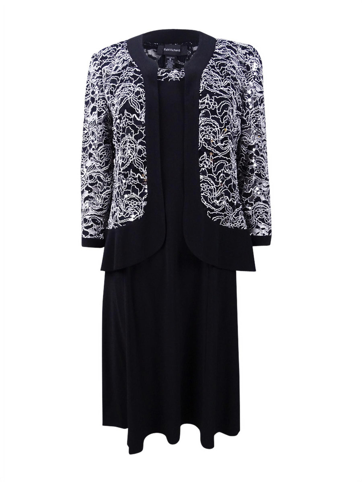 Lace Jacket Dress (10, Black/White) R104