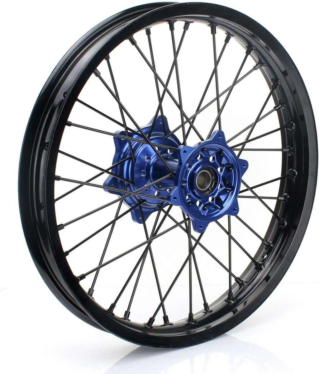17" X 4.25" Supermoto Rear Complete Wheel Set Rim Spokes Blue Hub P227106