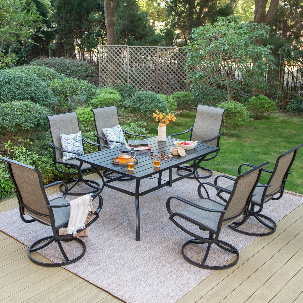 7-Piece Outdoor Dining Set with Swivel Chairs U470184
