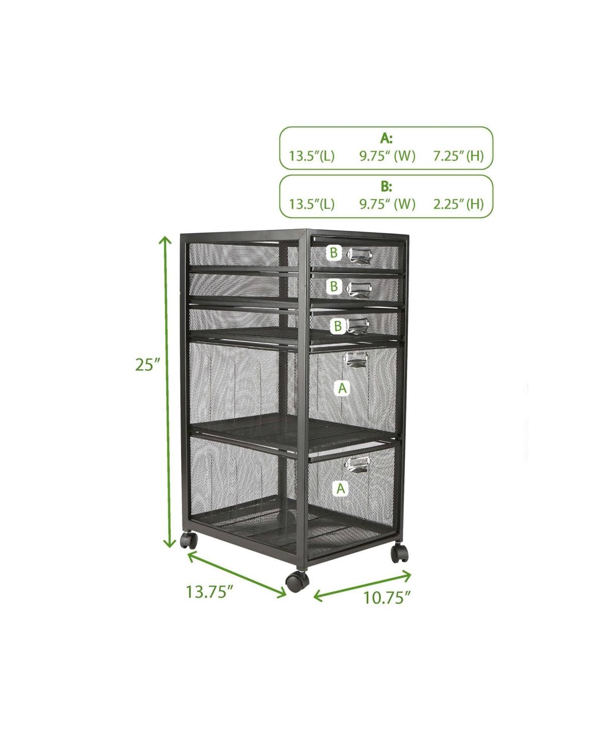 5-Tiered Drawer Storage Cart Black Z5783