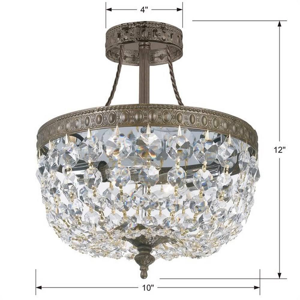 3 Light Clear Spectra Brass Ceiling Mount P893