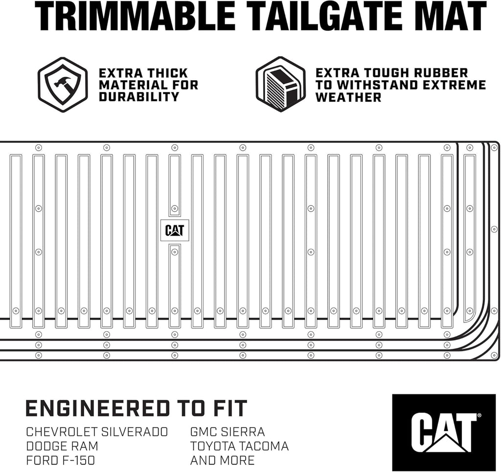 Universal Trim-to-Fit Extra-Thick Rubber Truck Tailgate Mat P5534