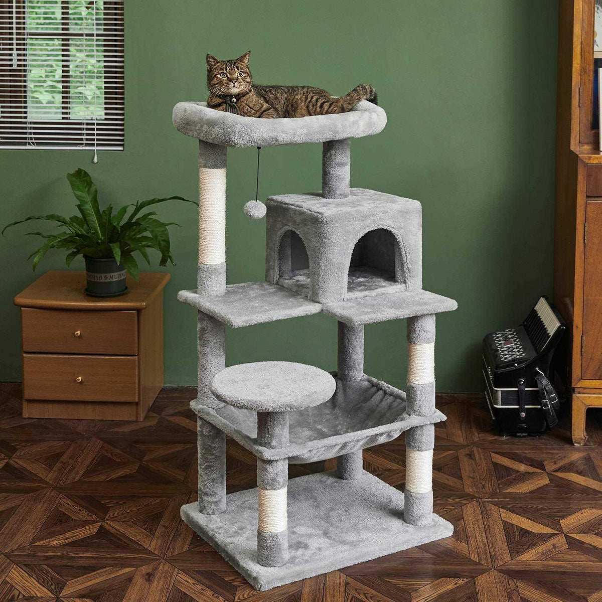 46.5 inches Multi-Level Cat Tree with Scratching Posts R137