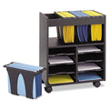 Black 8 Compartment Mobile Wood Letter File Cart Y954647