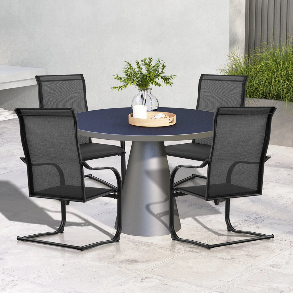 2pcs Black C-Spring Patio Dining Chairs Q653