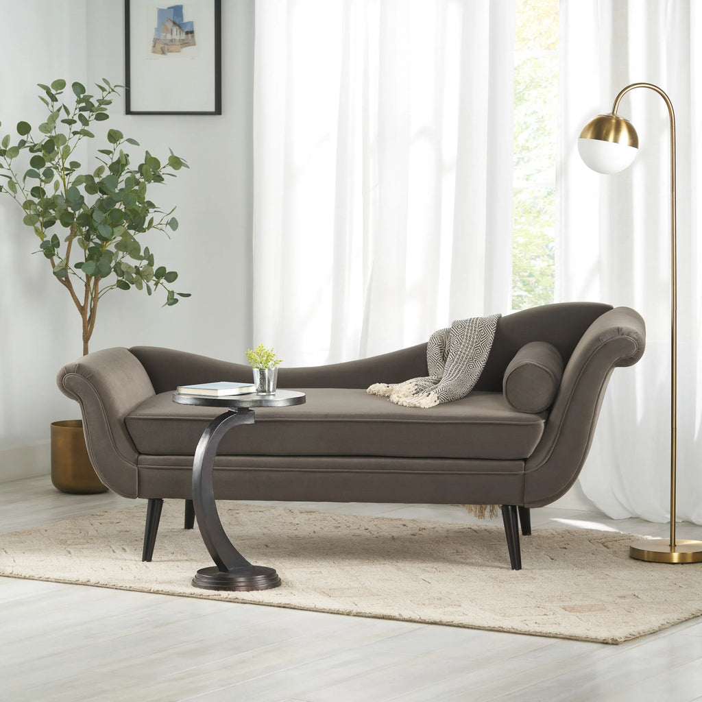 Dark Brown Taupe Upholstered Chaise Lounge F581