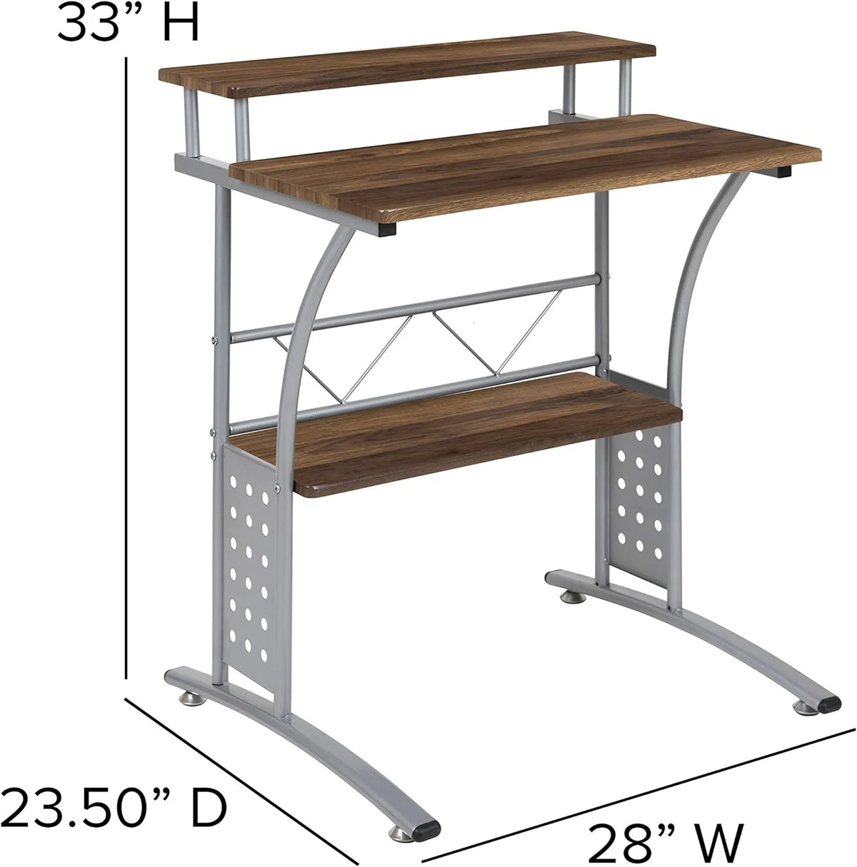 28 Inches Wide Computer Desk with Monitor Platform and Storage Shelf N249