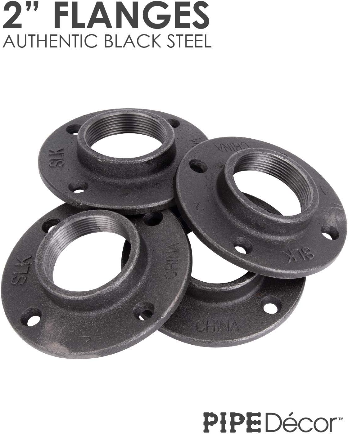 Cast Iron Floor Flange 4 Pack, Steel Grey, 2 Inch Threaded J588