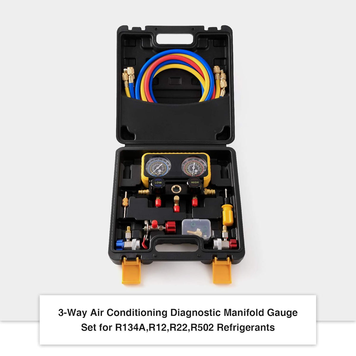 AC Manifold Gauge Set for R134a R12 R22 R502 Refrigerants with 5' Hose W256
