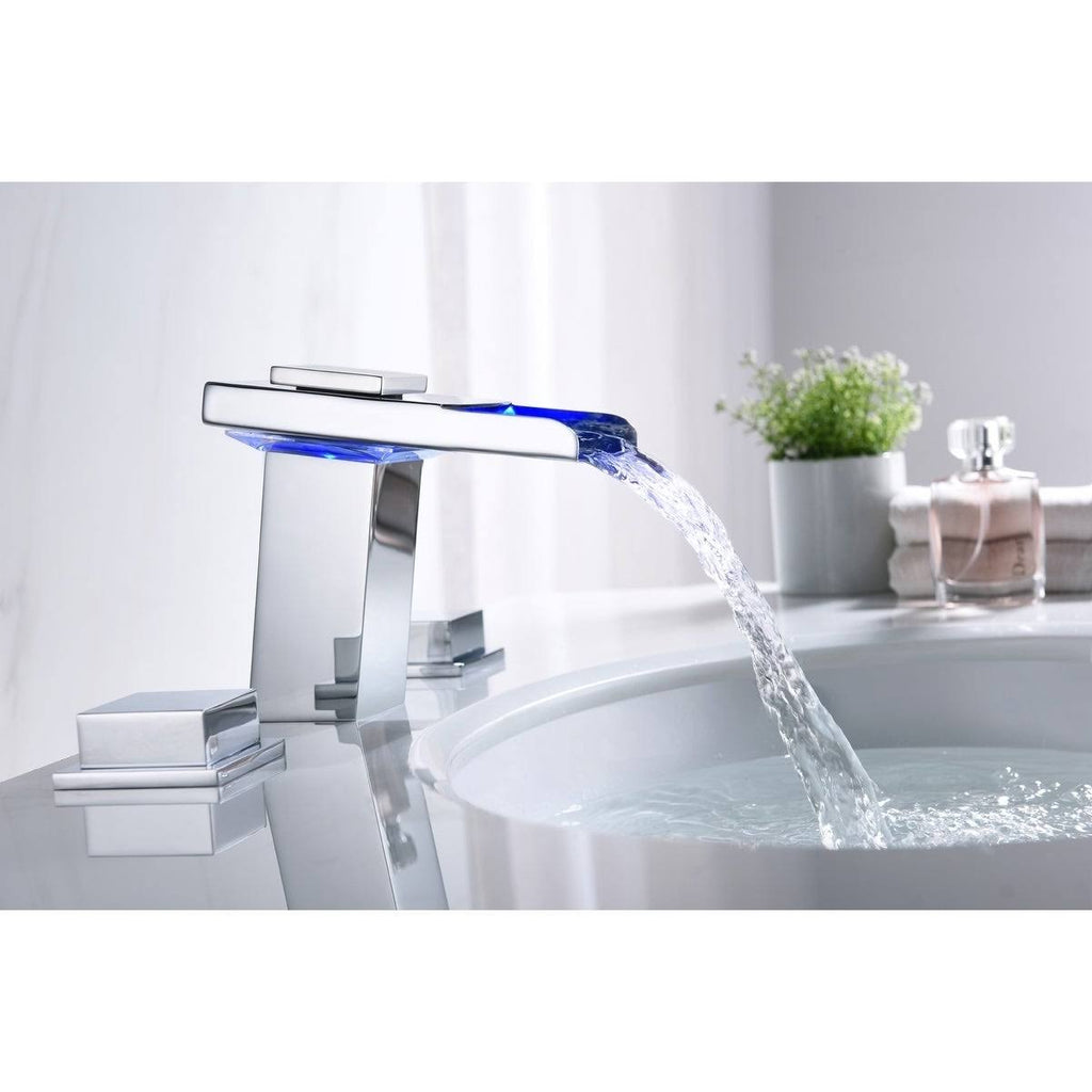 Chrome 8-Inch LED Widespread Bathroom Sink Faucet V860322