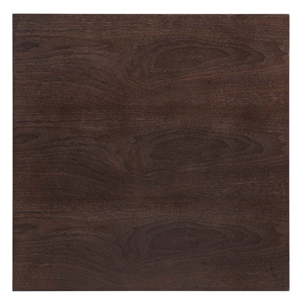 28 inch Square Gold Walnut Wood Metal Dining Table F112