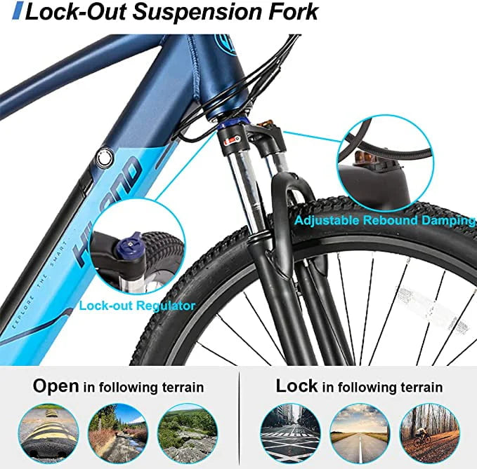 Blue 350W 36V 7-Speed Electric Bike U164246