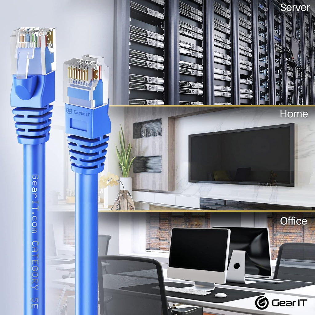 Blue 50-Pack Cat5e Ethernet Patch Cable 3 Feet RJ45 LAN Network Cord T35875