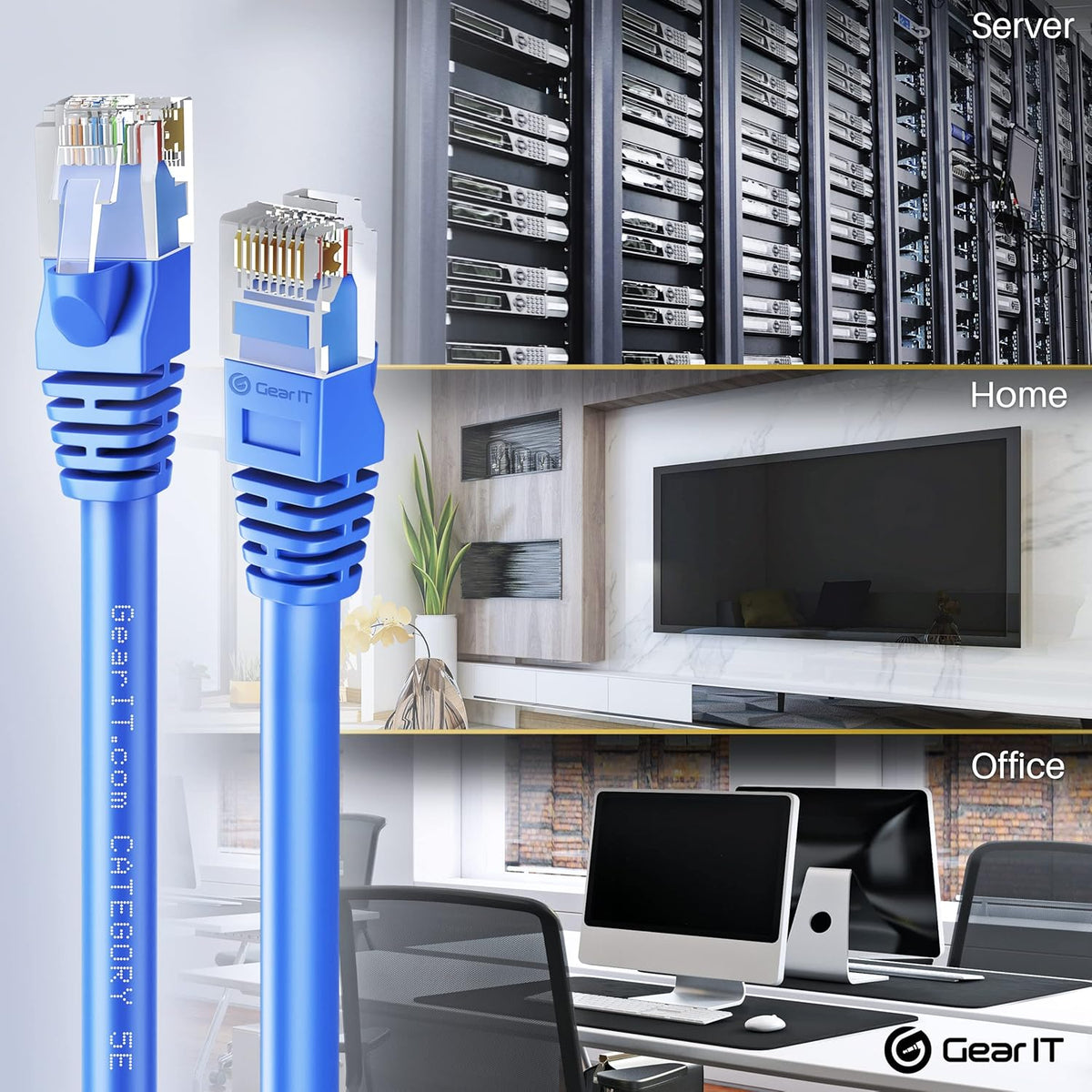 Blue 50-Pack Cat5e Ethernet Patch Cable 3 Feet RJ45 LAN Network Cord T35875