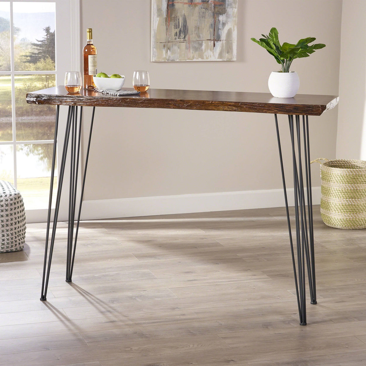 Industrial Faux Live Edge Rectangular Bar Table R515209