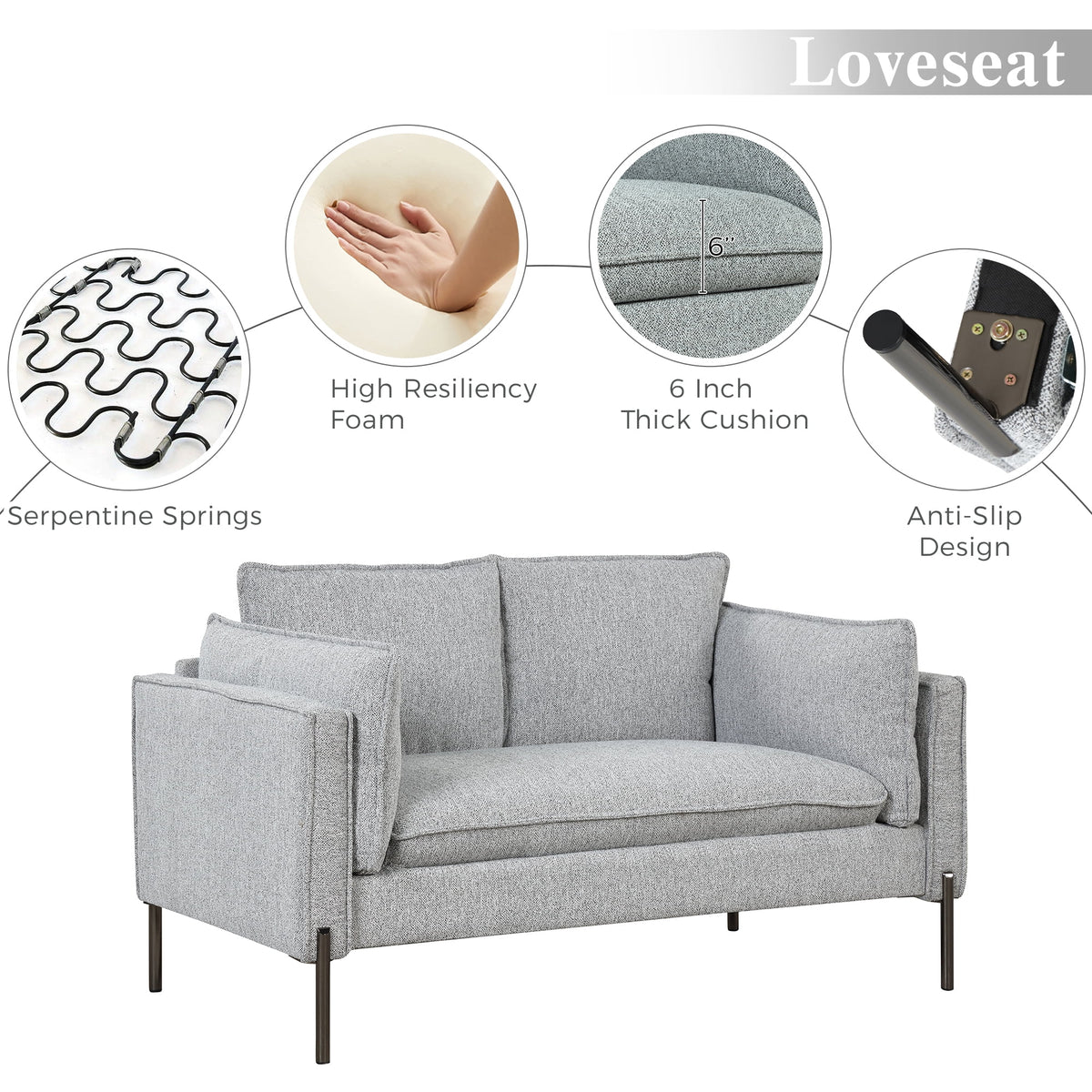 Linen Fabric Loveseat Couch M879