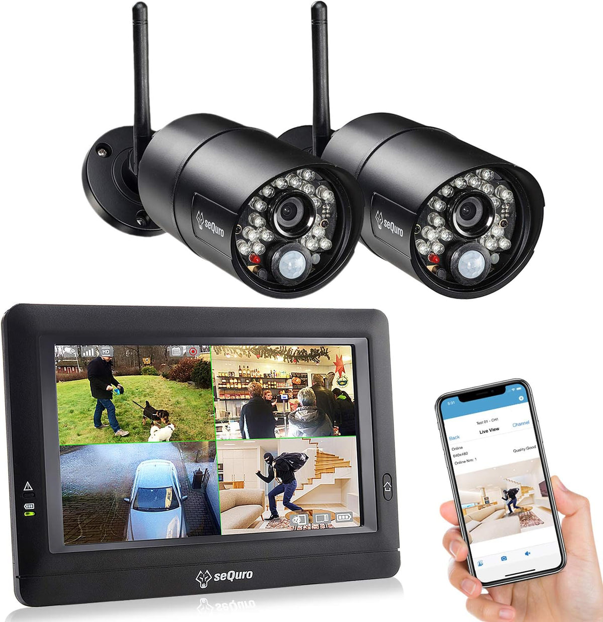 Wireless Surveillance Security Camera System 2-cam Kit D2432