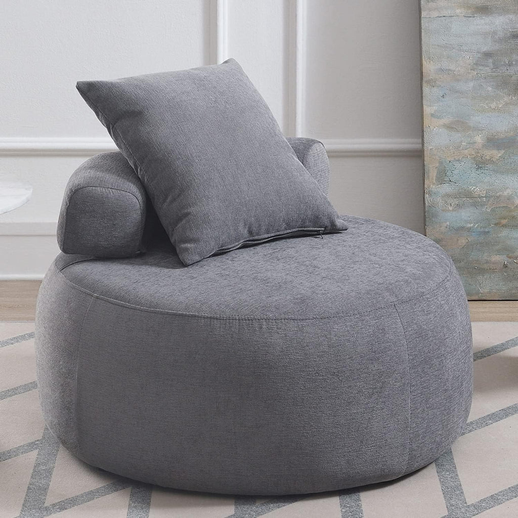 Grey Chenille Upholstered Barrel Chair J44358