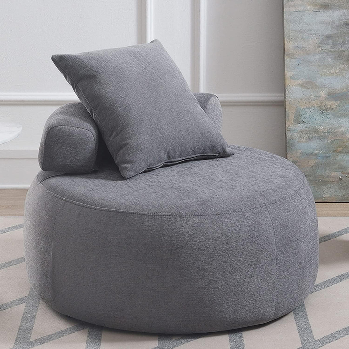 Grey Chenille Upholstered Barrel Chair J44358
