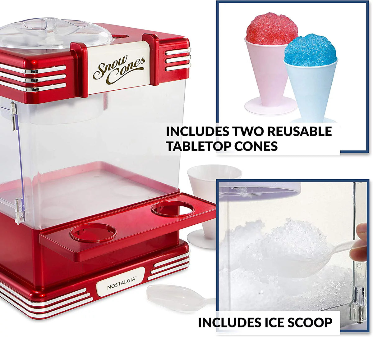 Retro Snow Cone Maker with 2 Reusable Cups & Ice Scoop Q2524