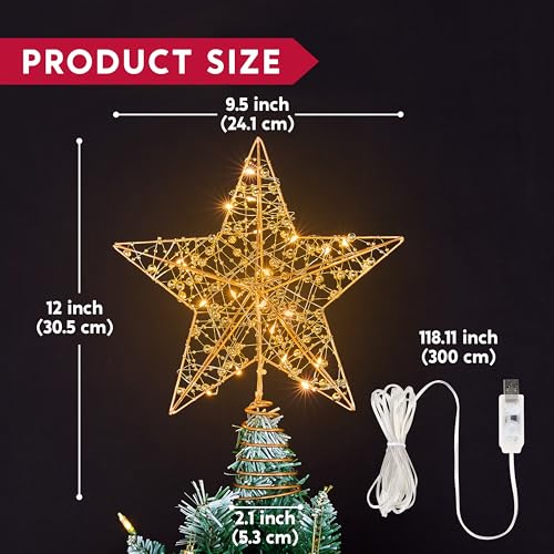 9.5inch Metal Beaded Star Tree Topper D755