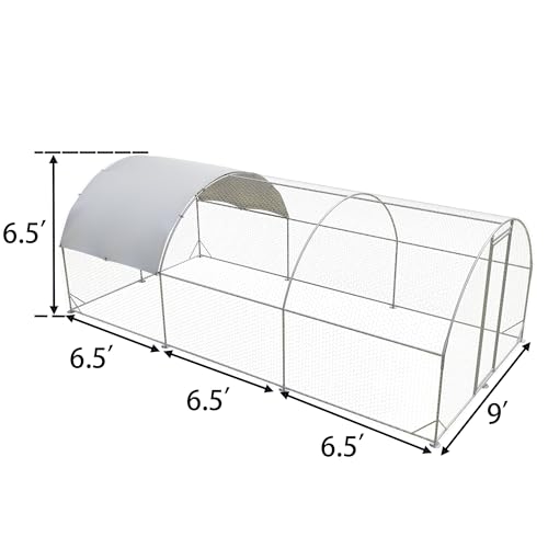 Large Walk-in Metal Chicken Coop with Waterproof Cover B45992