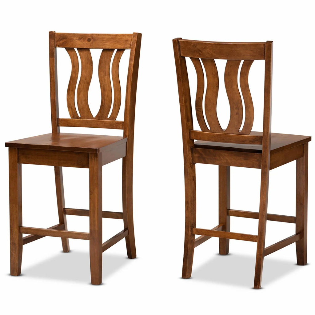 Brown Wood 2-Piece Counter Stool Set N738