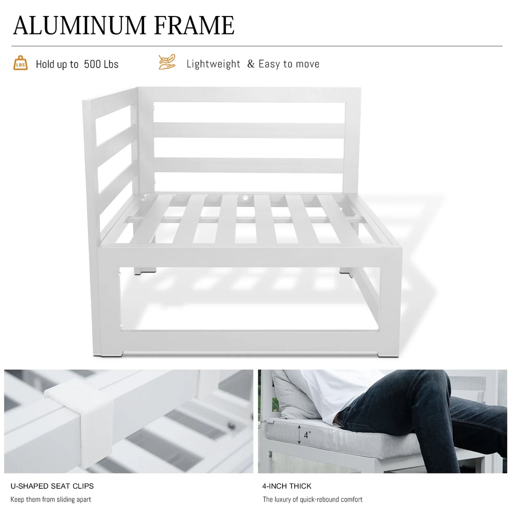 Aluminum Patio Conversation Set with 43" Propane Fire Pit Table White S3646