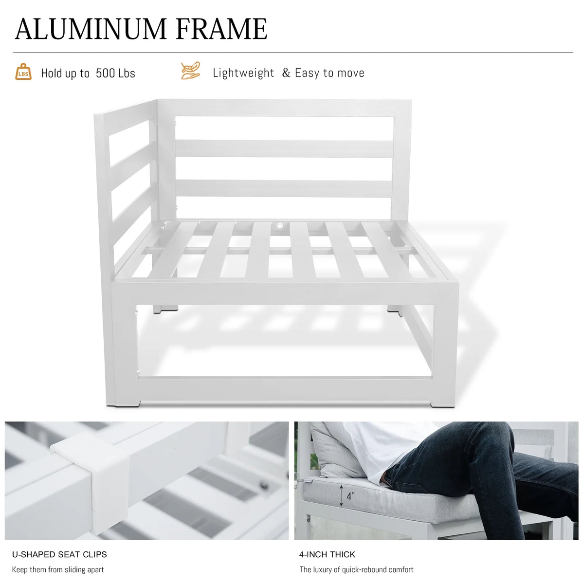 Aluminum Patio Conversation Set with 43" Propane Fire Pit Table White S3646