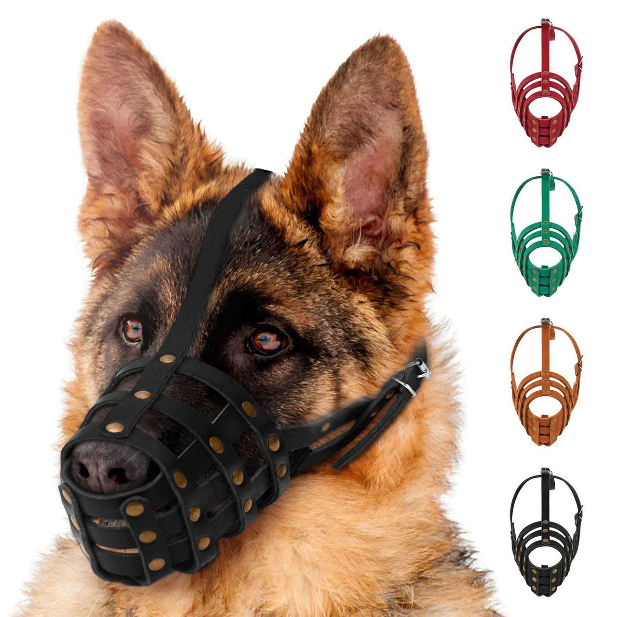 Leather Dog Muzzle Adjustable Breathable Medium Large Breeds L6038