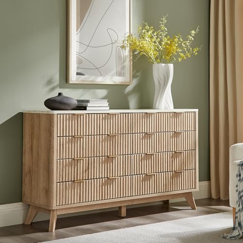 7 Drawer Wood Dresser with Faux Marble Top P701