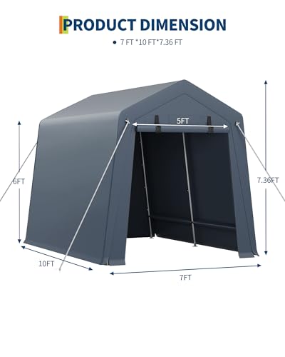 7x10 FT Portable Outdoor Storage Shed with 2 Roll-Up Zipper Doors Y142078
