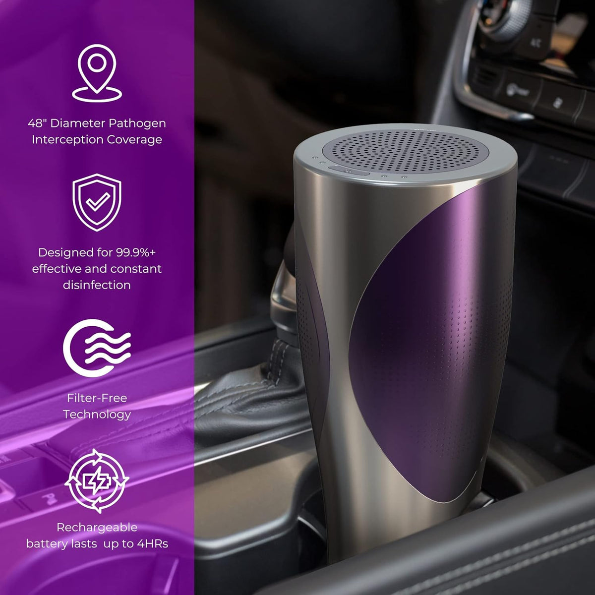 Filterless Portable Car Air Purifier with UV-C Light Z8756