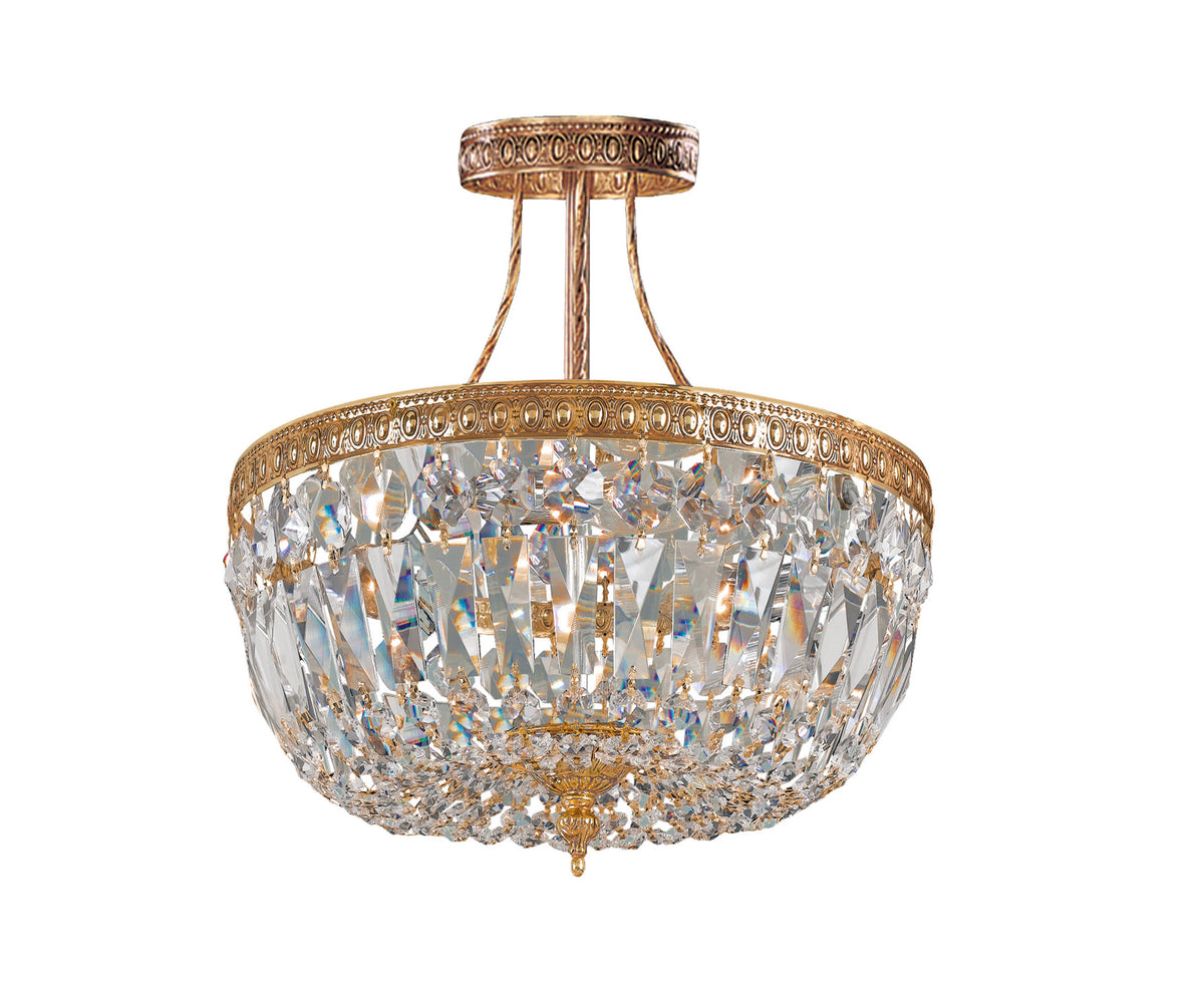 3 Light Clear Spectra Brass Ceiling Mount P893