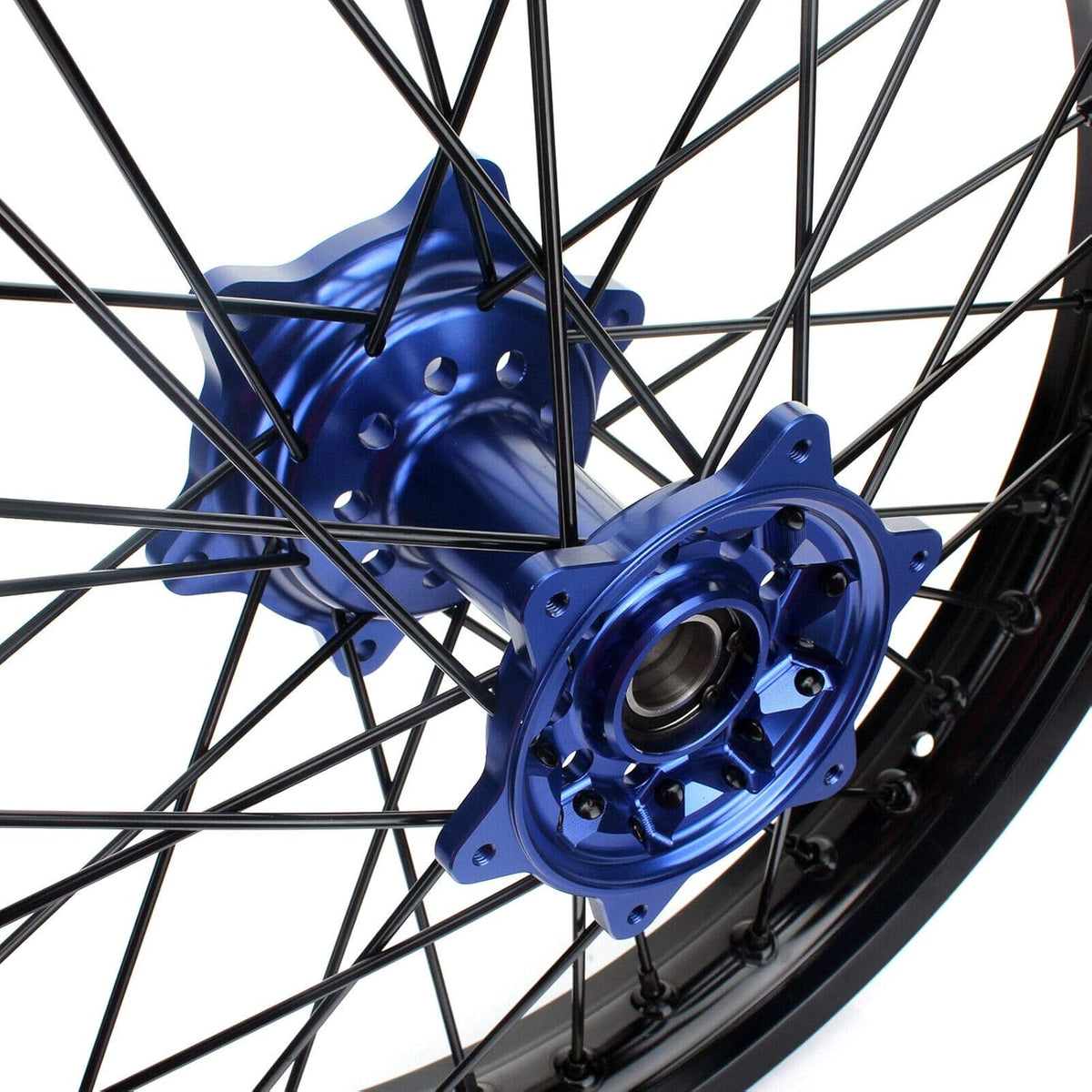17" X 4.25" Supermoto Rear Complete Wheel Set Rim Spokes Blue Hub P227106